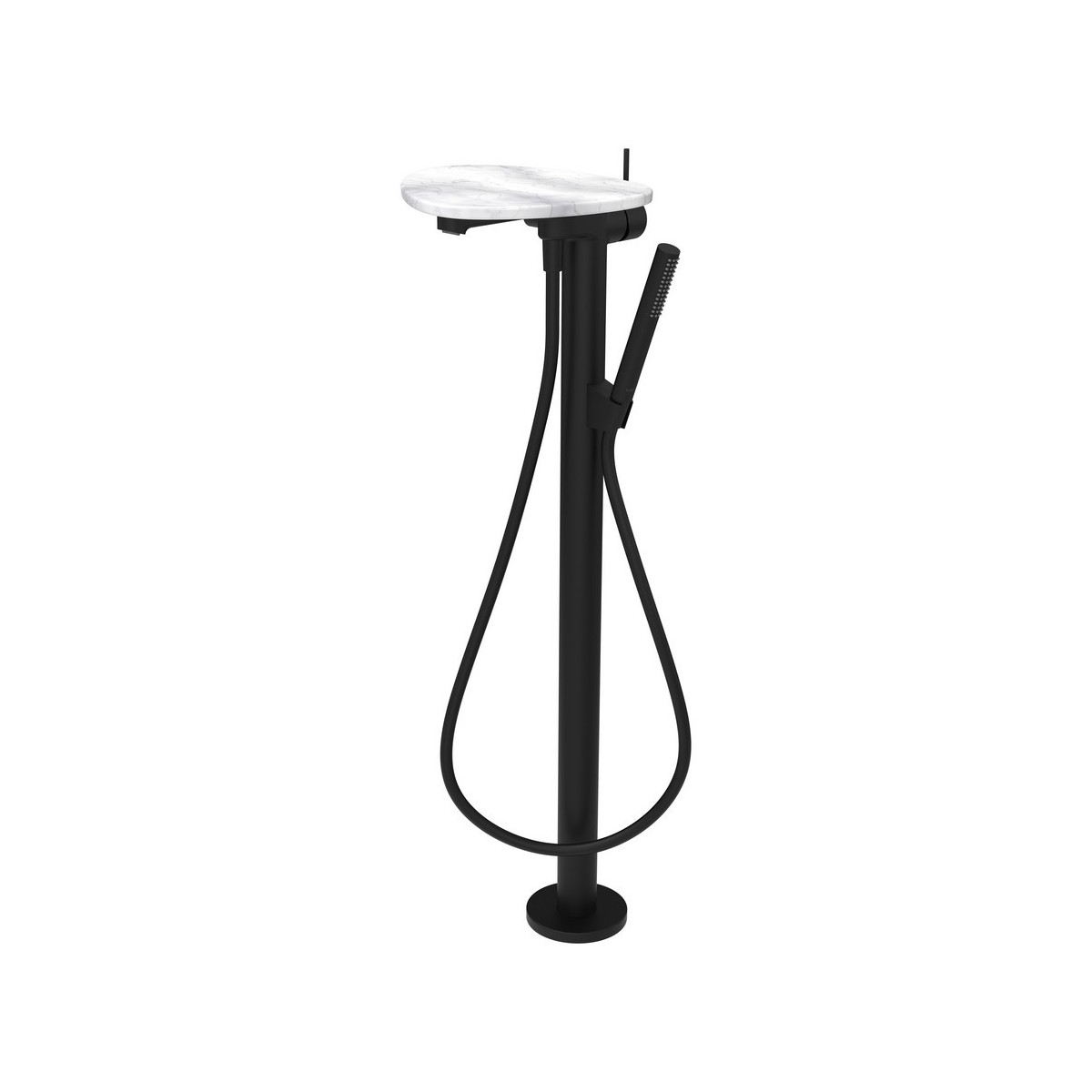 Ada mitigeur de bain sur colonne tablette npbec 203 mm pvd noir/marbre blanc - LAUFEN HF506781515060 