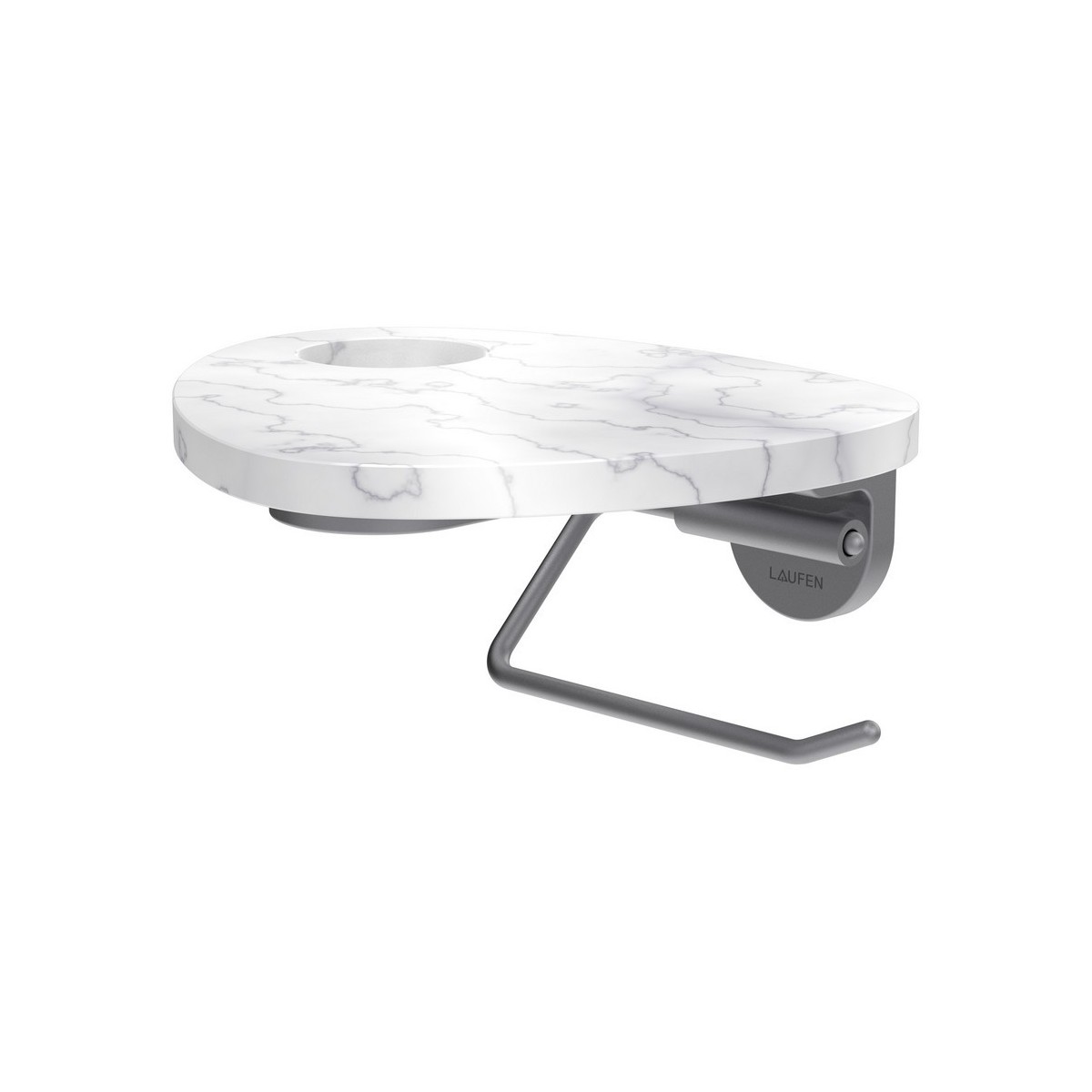 Ada porte-papier toilette tablette percée pvd inox/marbre blanc - LAUFEN HF506791505000 