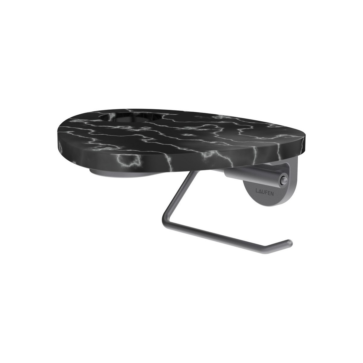 Ada porte-papier toilette tablette percée pvd inox/marbre noir - LAUFEN HF506791506000 