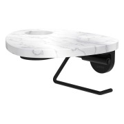 Ada porte-papier toilette tablette percée pvd noir/marbre blanc - LAUFEN HF506791515000 