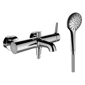 Pure mitigeur bain mural avec inverseur avec garniture de douche chromé - LAUFEN HF901760100600 