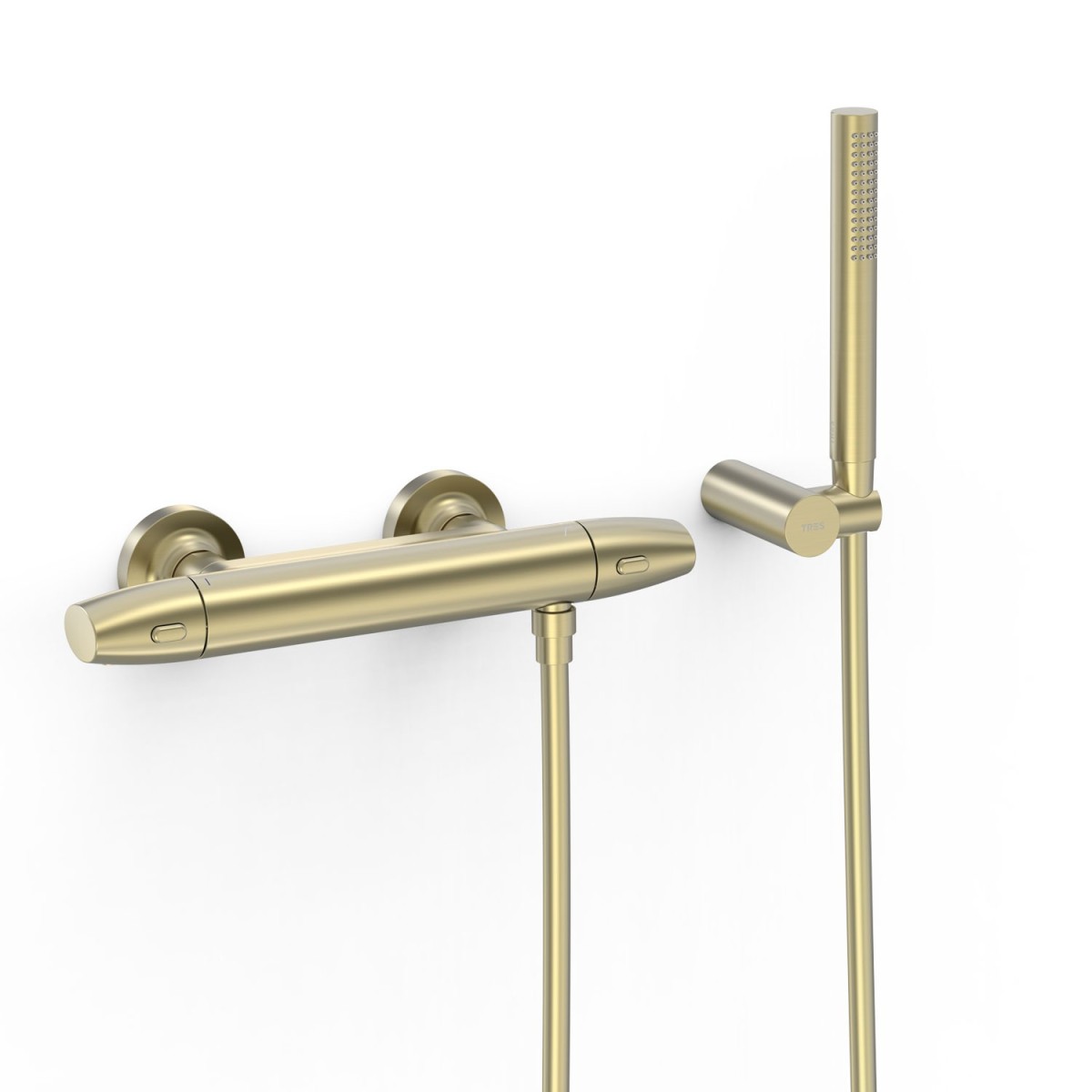 Robinet thermostatique mural pour douche Over-wall Cava doré  - TRES 19016439CA 
