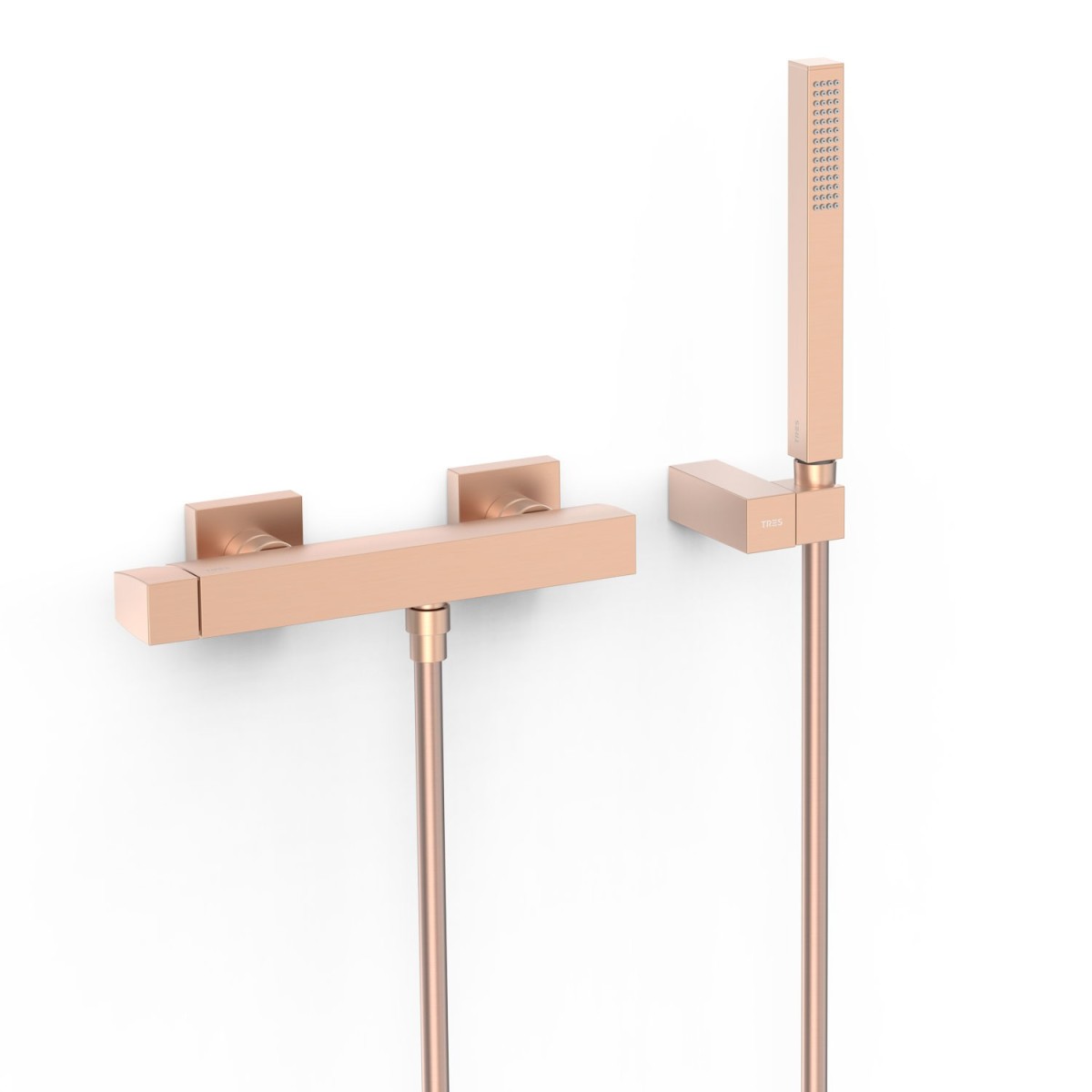 Mitigeur mural pour douche Slim Or Rose Mat 24K - TRES 20216701OPM 