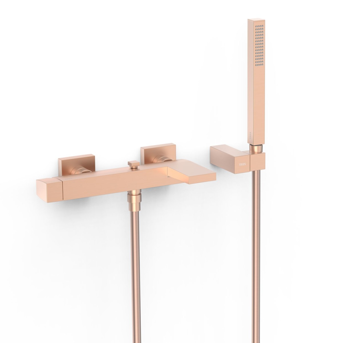 Mitigeur mural pour baignoire et douche Slim Or Rose Mat 24K - TRES 20217001OPM 