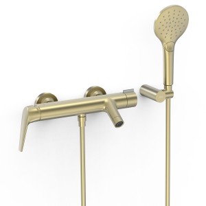 Mitigeur mural pour baignoire et douche Fuji Cava doré  - TRES 28117001CA 