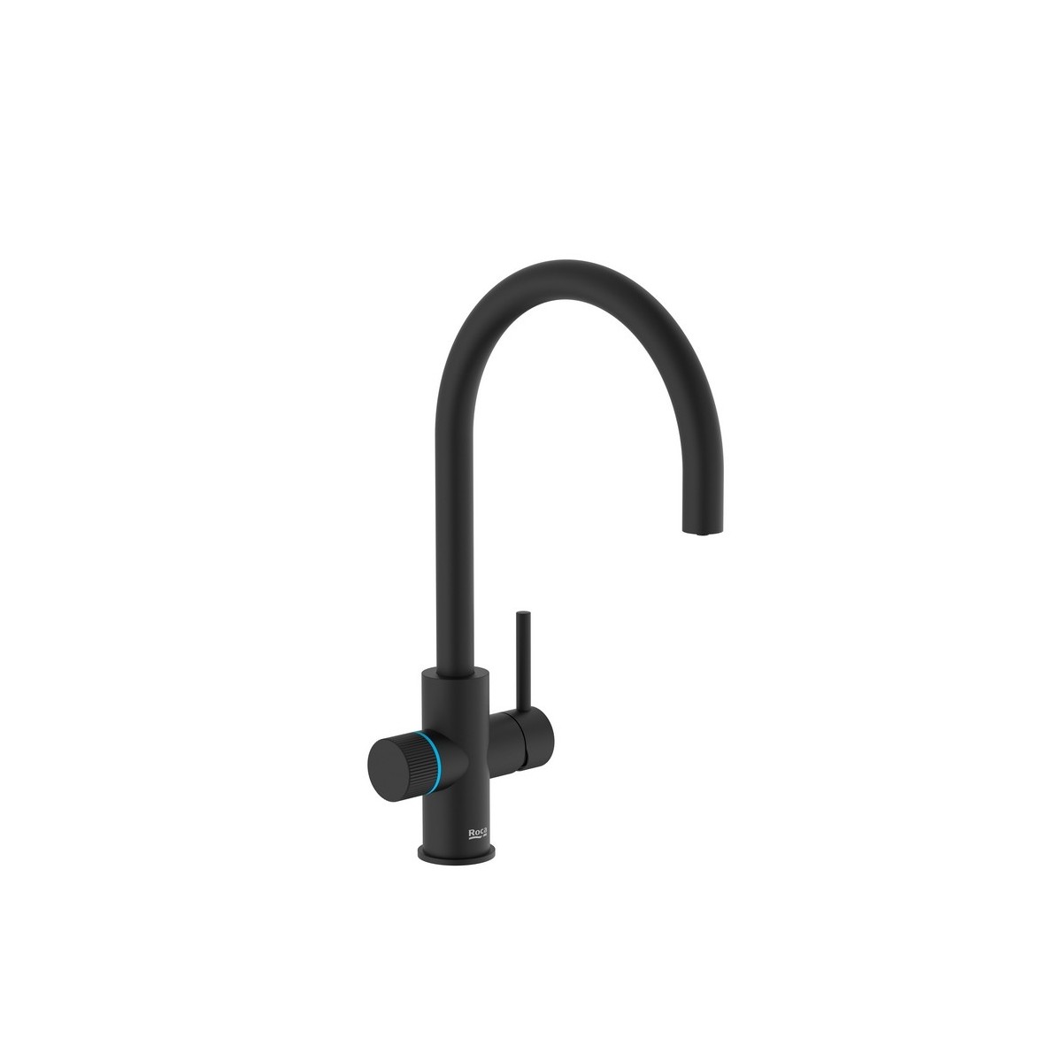 Aquafy mit évier bec tube incurvé à double sortie, cartouche filtration noir mat - ROCA A5A8B3GNB0 