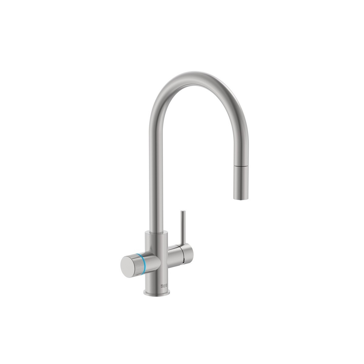 Aquafy mitigeur évier à bec tube à double sortie acier inox - ROCA A5A8D3GSM0 