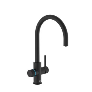Aquafy mit évier bec tube incurvé à double sortie, cartouche filtration noir mat - ROCA A5A8B3GNB0 