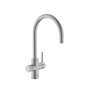 Aquafy mit évier bec tube incurvé à double sortie, cartouche filtration acier - ROCA A5A8B3GSM0 