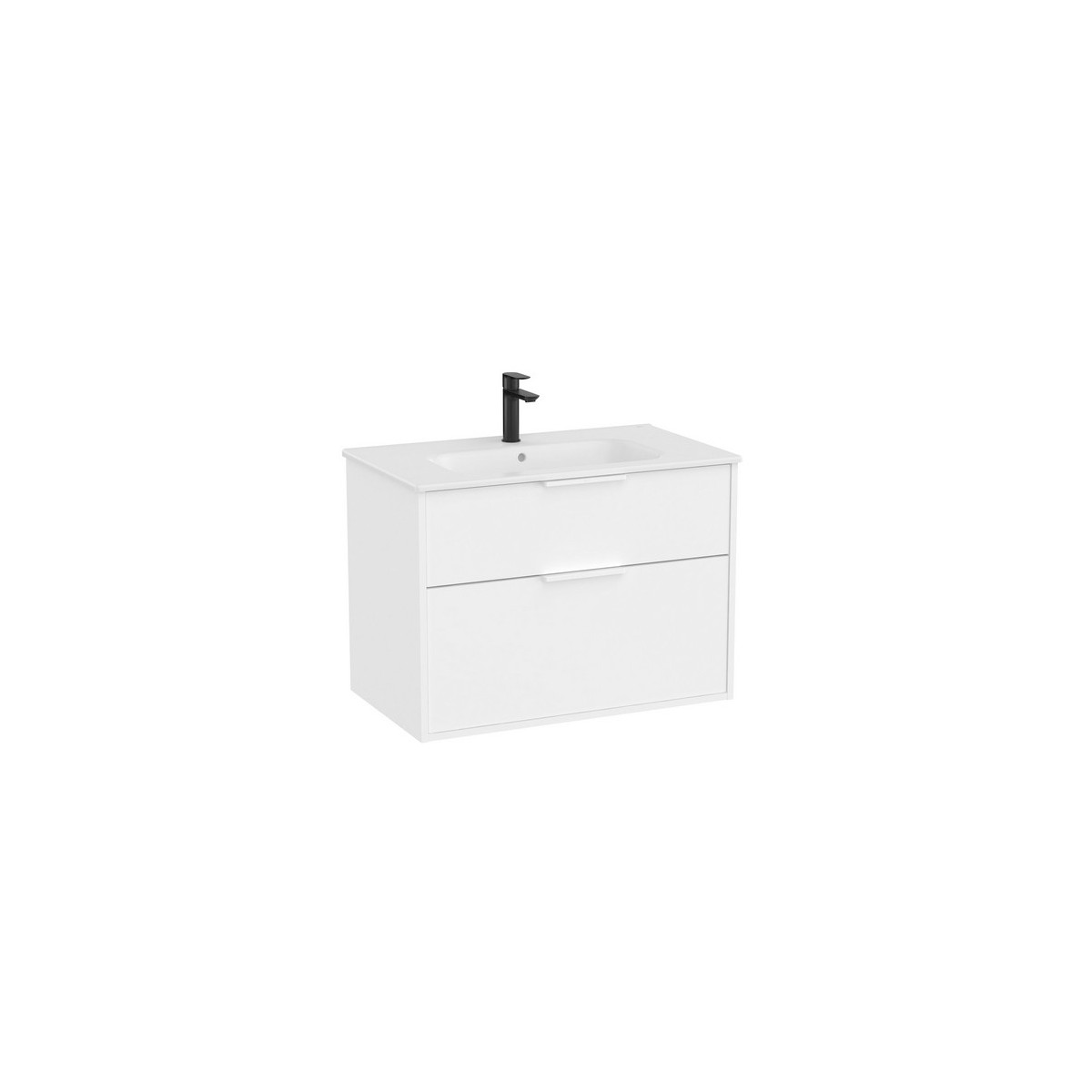 Optica unik 2 tiroirs et lavabo porcelaine 800 mm blanc mat - ROCA A852453509 