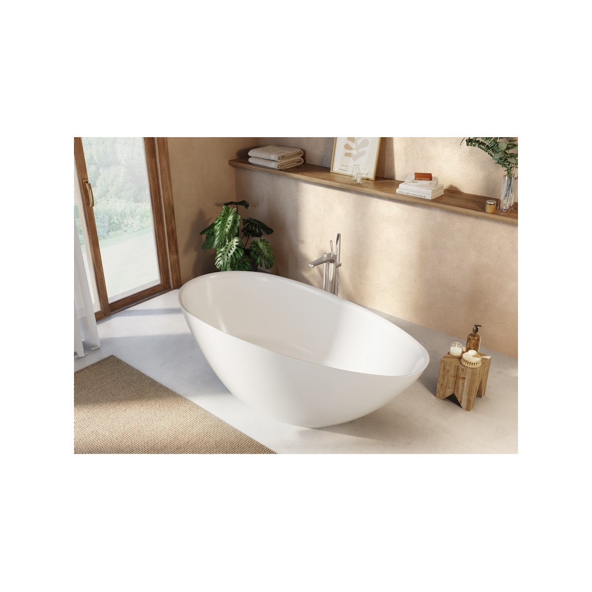 Kauai baignoire îlot en stonex avec trop plein 1600x750 blc - ROCA A248617000 