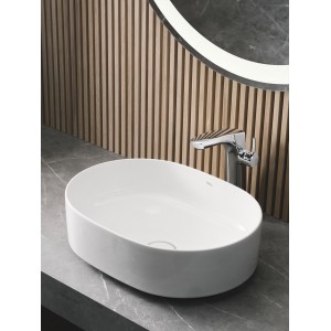 Inspira round vasque à poser en fineceramic sans trop-plein 37x50 beige - ROCA A327520650 