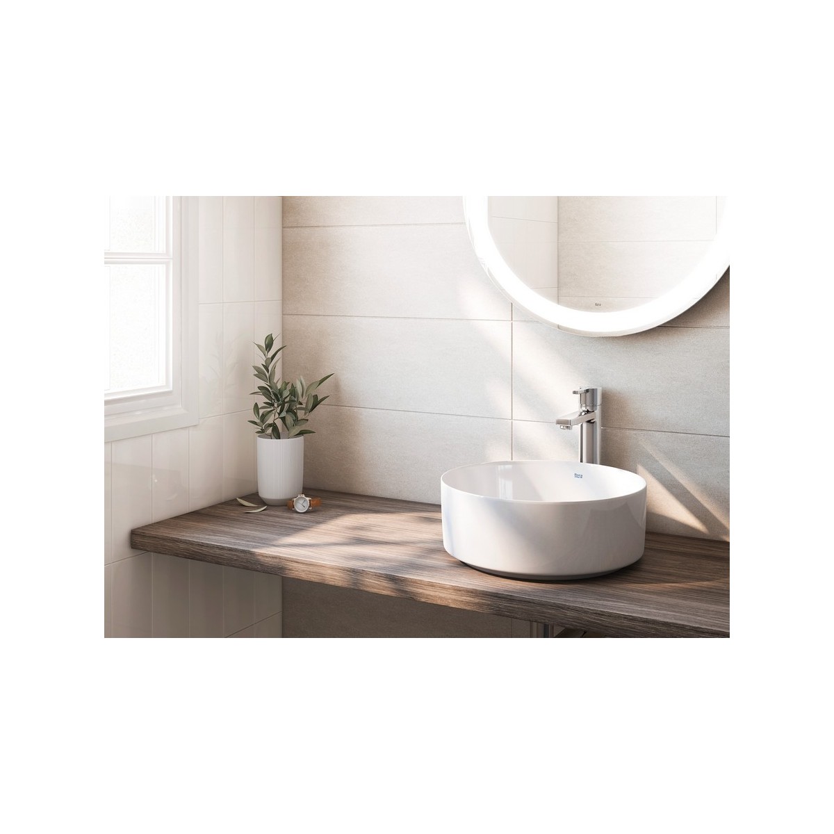 Inspira round vasque à poser en fineceramic sans trop-plein 37x37 onyx - ROCA A327523640 