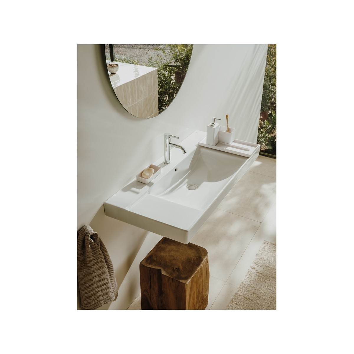 Ona lavabo mural avec jeu de fixations en fineceramic 1000x460 blanc mat - ROCA A32768A620 