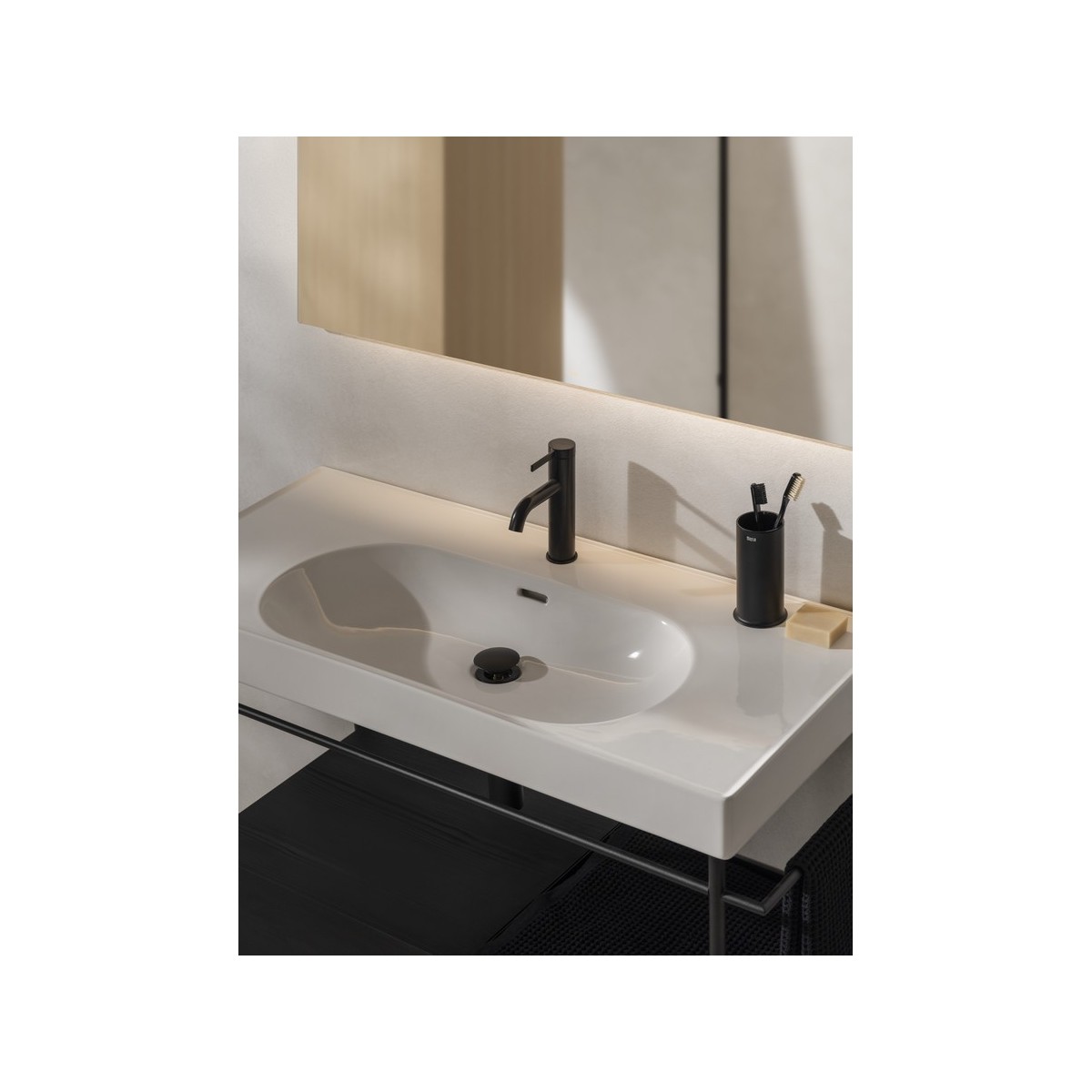 Meridian lavabo mural en fineceramic® noir mat 1000x460mm - ROCA A327746080 