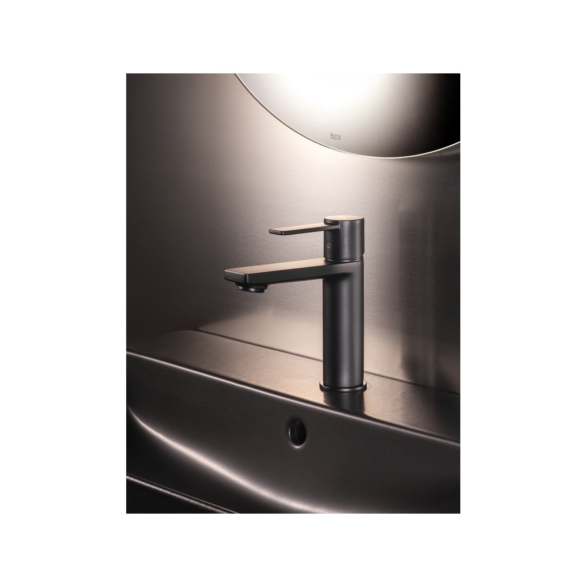 Targa mitigeur s pour lavabo corps lisse ouverture sur l'eau froide noir mat - ROCA A5A325FNB0 