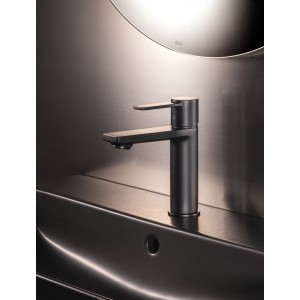 Targa mitigeur s pour lavabo corps lisse ouverture sur l'eau froide noir mat - ROCA A5A325FNB0 