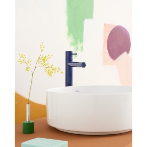 Nu mitigeur lavabo "xl" corps lisse lavabo poignée fine blanc brillant - ROCA A5A343FP30 