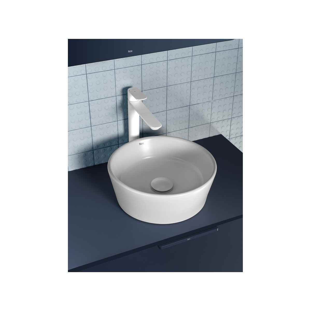 Cala mitigeur lavabo "xl" bec haut mural corps lisse cold start blanc mat - ROCA A5A346EB00 