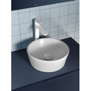 Cala mitigeur lavabo "xl" bec haut mural corps lisse cold start blanc mat - ROCA A5A346EB00 