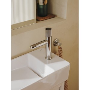 Nu mitigeur lavabo "s" corps lisse poignée cannelée titanium black - ROCA A5A3B3FCN0 