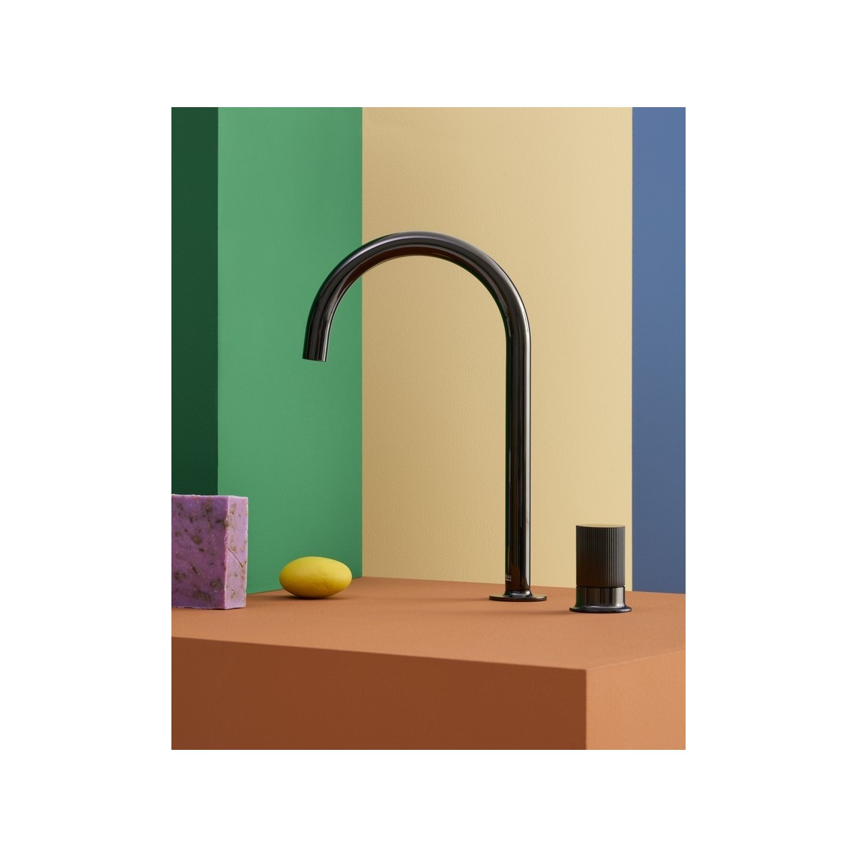 Nu mitigeur lavabo "l" 2 trous corps lisse poignée cannelée blanc brillant - ROCA A5A3D3FP30 