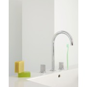 Nu mélangeur pour lavabo "l" 3 trous corps lisse poignées cannelées. chromé - ROCA A5A3E3FC00 