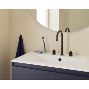 Nu mélangeur pour lavabo "l" 3 trous corps lisse poignée dôme titanium black - ROCA A5A3V3FCN0 