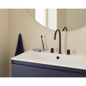 Nu mélangeur pour lavabo "l" 3 trous corps lisse poignée dôme titanium black - ROCA A5A3V3FCN0 