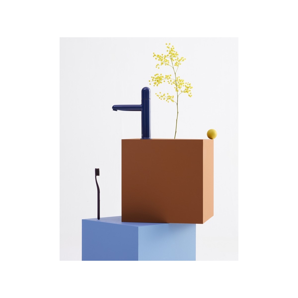 Nu mitigeur lavabo "s" corps lisse poignée dôme bleu cobalt - ROCA A5A3Y3FP00 