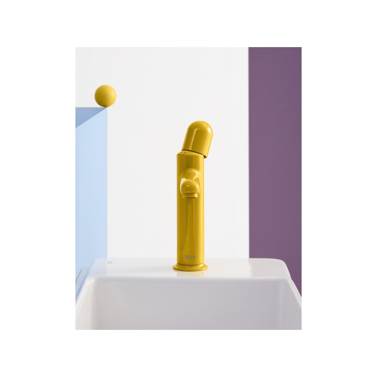 Nu mitigeur lavabo "s" corps lisse poignée dôme jaune miel - ROCA A5A3Y3FP10 