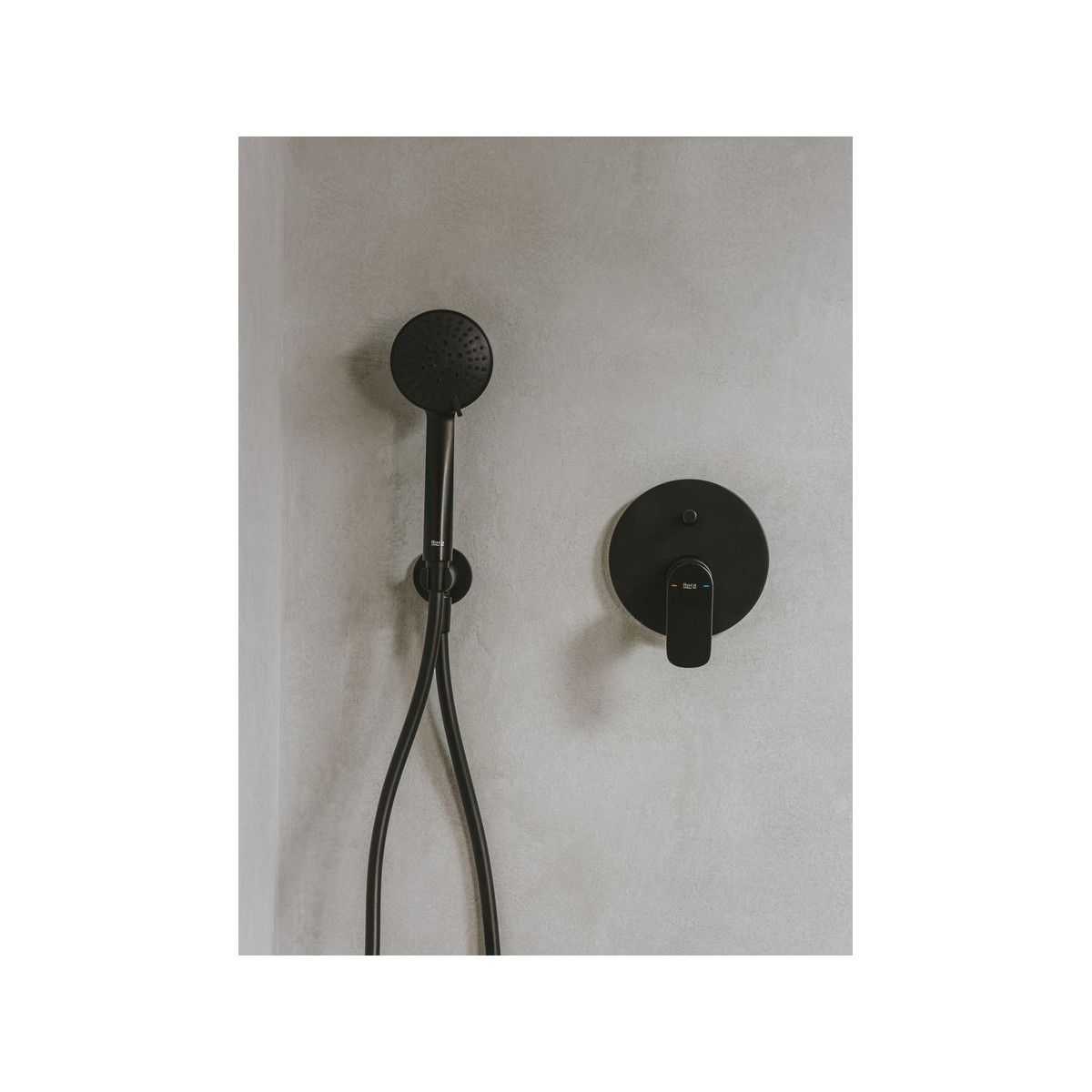 Prise D'Eau+Support Douchette+Rosace Noir Mat-Roca A5B5250Nb0 