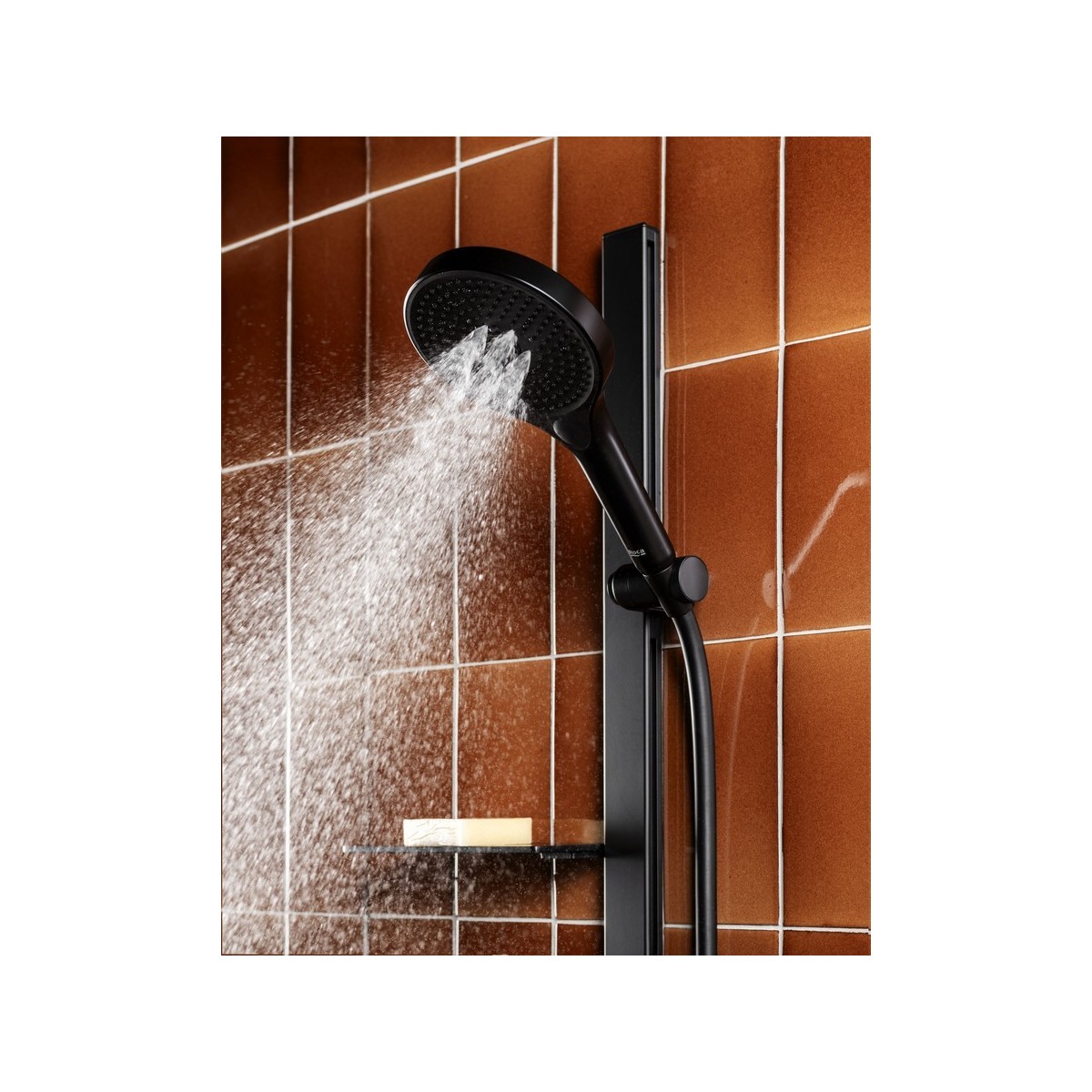 Plenum round 130/3 kit avec barre coulissante, douchette ø130, flexible noir mat - ROCA A5B8E14NB0 