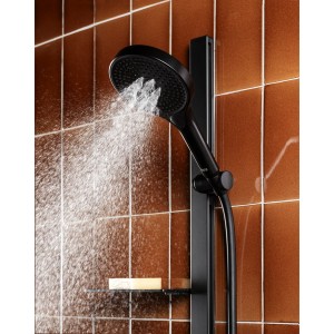 Plenum round 130/3 kit avec barre coulissante, douchette ø130, flexible noir mat - ROCA A5B8E14NB0 