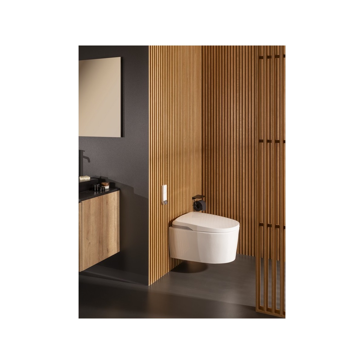 Hotel'S Round Porte-Papier Rouleau Avec Couvercle Noir Mat-Roca A817581C40 