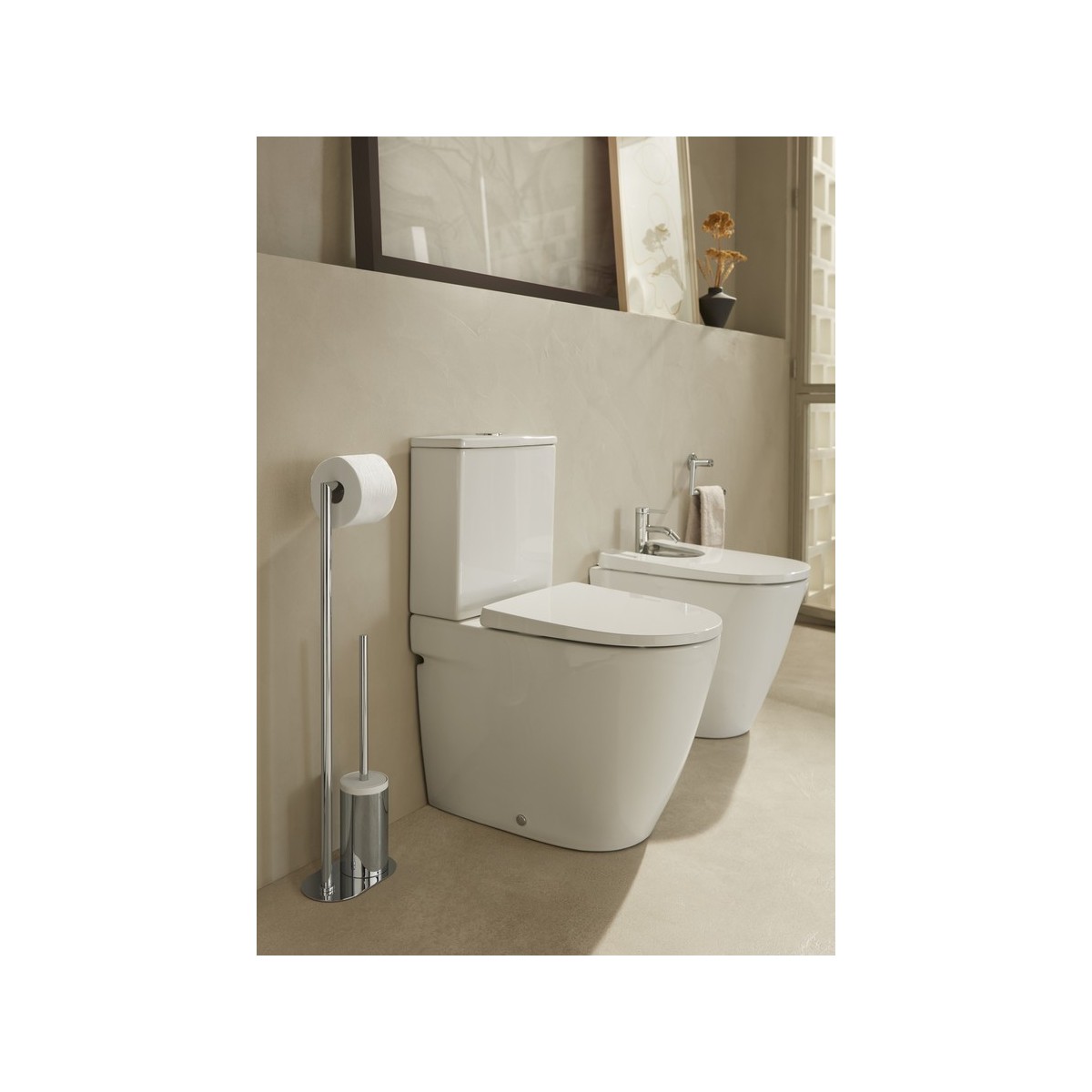 Hotel'S Round Porte-Balayette Et Porte-Papier Chromé-Roca A817588C00 