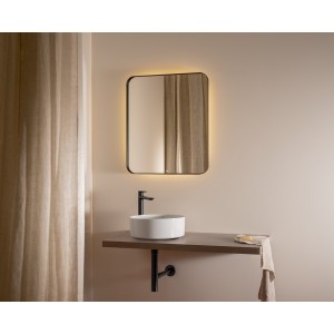 Luna miroir carré avec cadre noir et éclairage d’ambiance led 800 x 800 mm - ROCA A812422000 