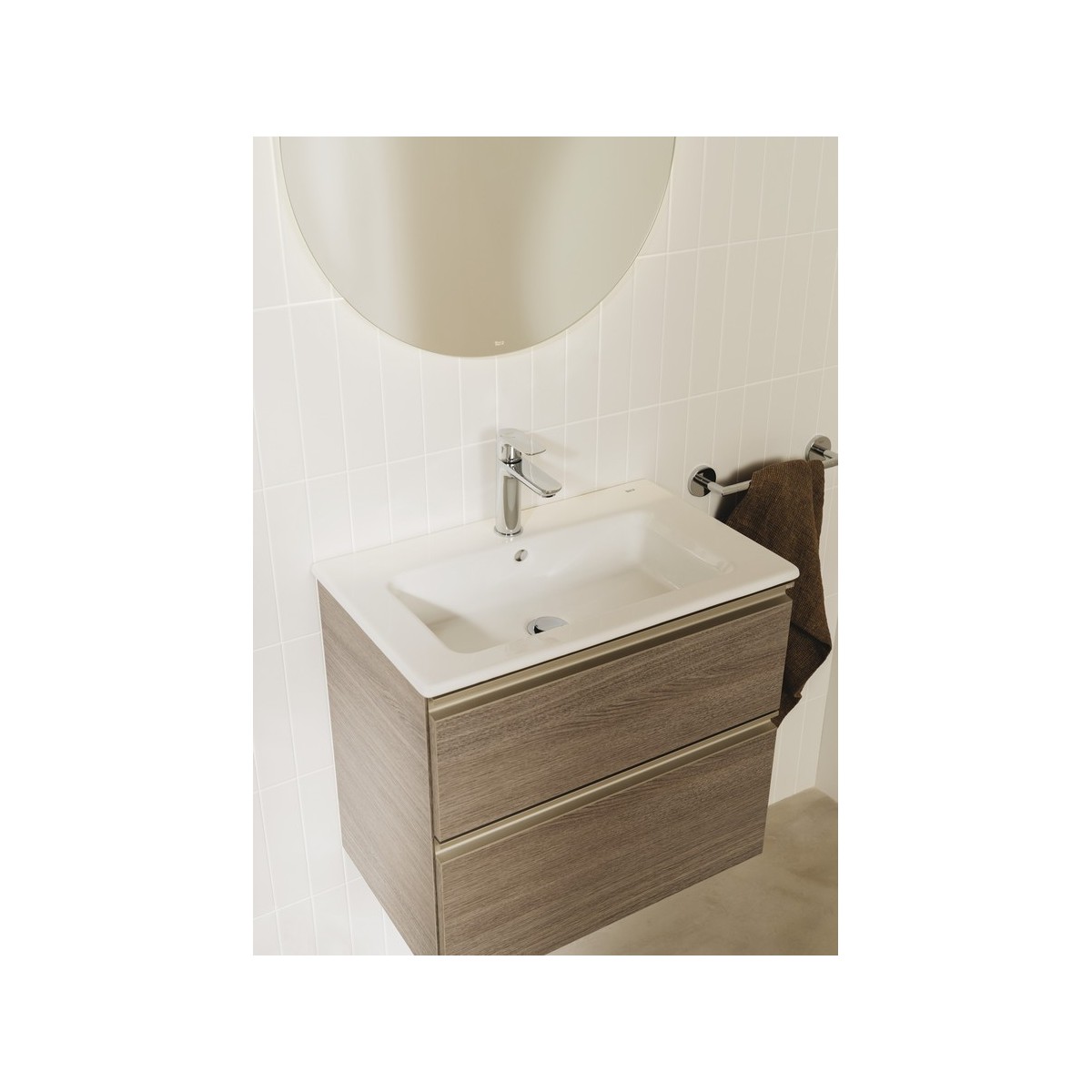 The gap unik meuble 2 tiroirs + lavabo slim 2 trou 600mm city oak - ROCA A851476402 