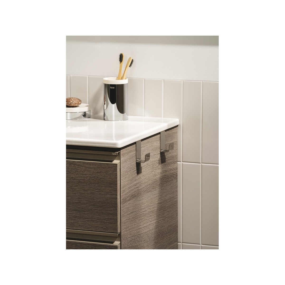 The Gap Unik Compact 2 Tiroirs 800 Mm Noyer/Poignées Noires - ROCA A851497517 