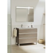 The Gap Pack 3T Lavabo À Droite 1000Mm Gris Moyen Mat/Poignées Noires - ROCA A851523547 