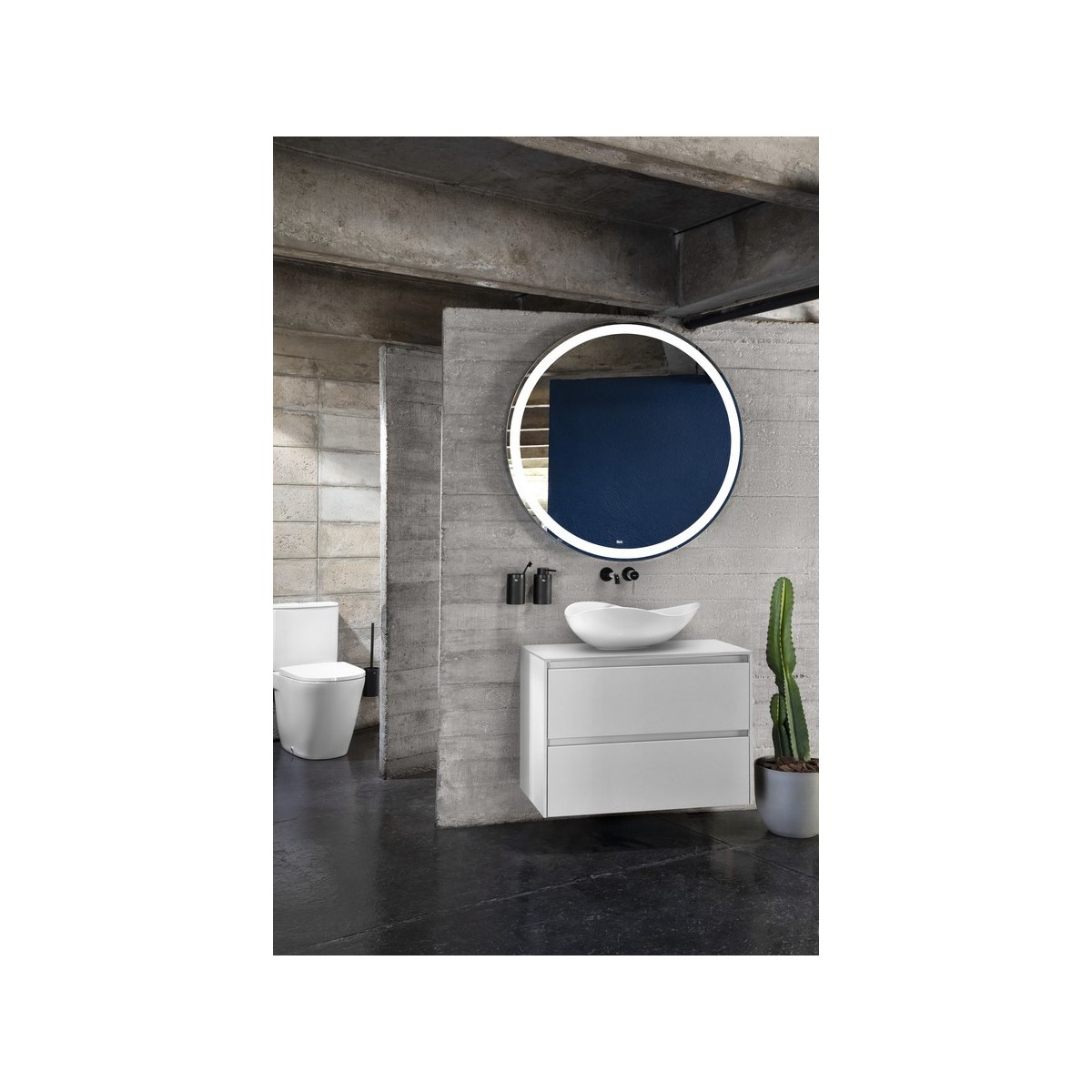 Ona Pack Meuble 2T+Plan Pr Lav Centré+Miroir 800 Blanc Mat-Roca A851716509 