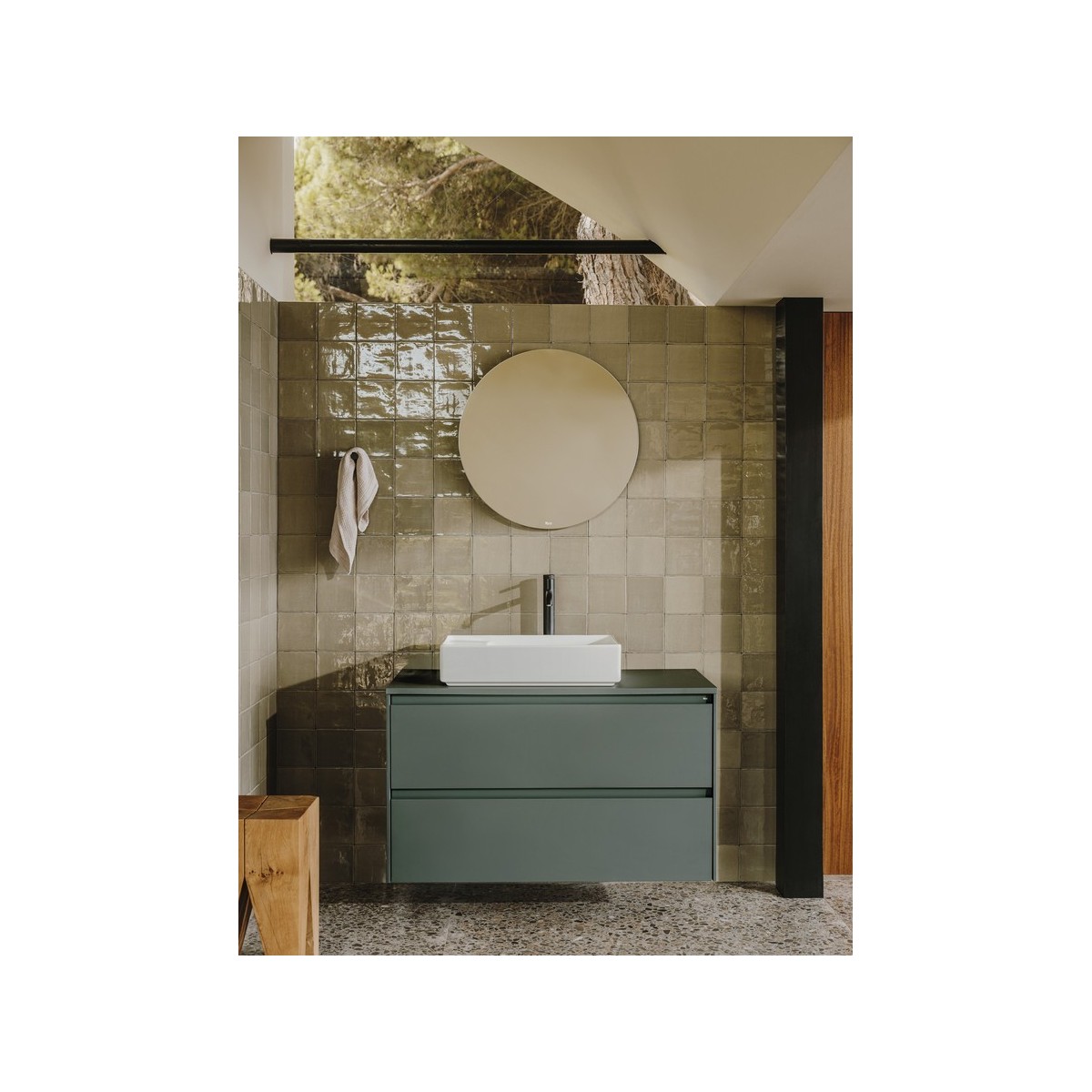 Ona Meuble 2 Tiroirs Pr Lav Gauche + Plan 800 Orme Foncé-Roca A851729511 