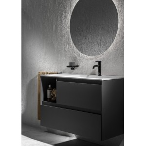 Tenue unik 2 tiroirs lavabo asymétrique droite 1000mm noir mat - ROCA A851938532 