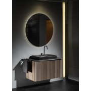 Horizon unik meuble 1t 700 + plan noir + vasque view 600x420 mm noire mate - ROCA A851948553 