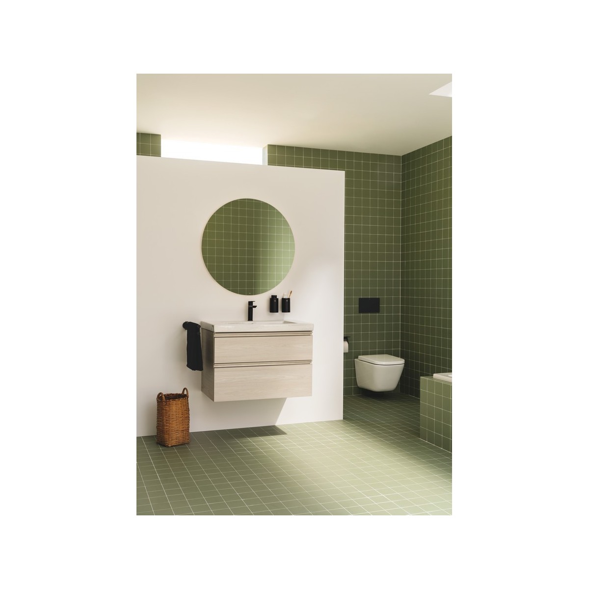 The gap unik 2 tiroirs lavabo mural 800 mm blanc mat/poignées noires - ROCA A851964509 