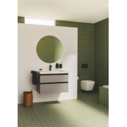 The gap unik 2 tiroirs lavabo mural 800 mm gris moyen mat/poignées noires - ROCA A851964547 