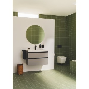 The gap unik 2 tiroirs lavabo mural 800 mm gris moyen mat/poignées noires - ROCA A851964547 