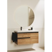 The gap unik 2 tiroirs lavabo asymétrique droite 1000 mm noyer/poignées noires - ROCA A851967517 