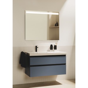 The gap unik 2 tiroirs lavabo asym dte 1000 mm bleu mat/ poignées noires - ROCA A851967548 
