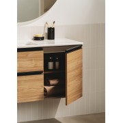 The gap unik 2t+1p lavabo mural asym gche 1000 mm noyer/poignées noires - ROCA A851968517 